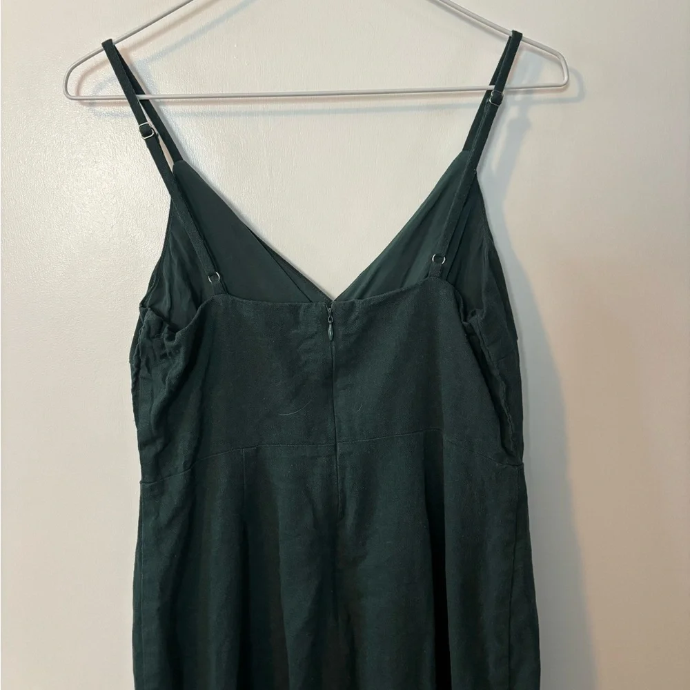 Green Buttoned Front Romantic Quiet Luxury Feminine Chic Midi Dress - Picture 4 of 5